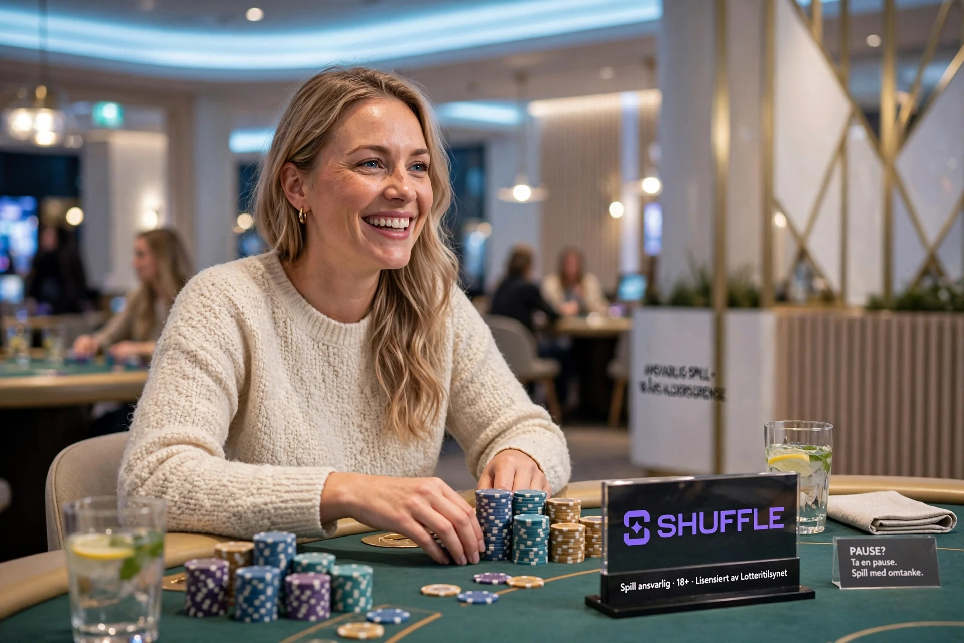 bonus i hendene til mannen hos Shuffle Casino